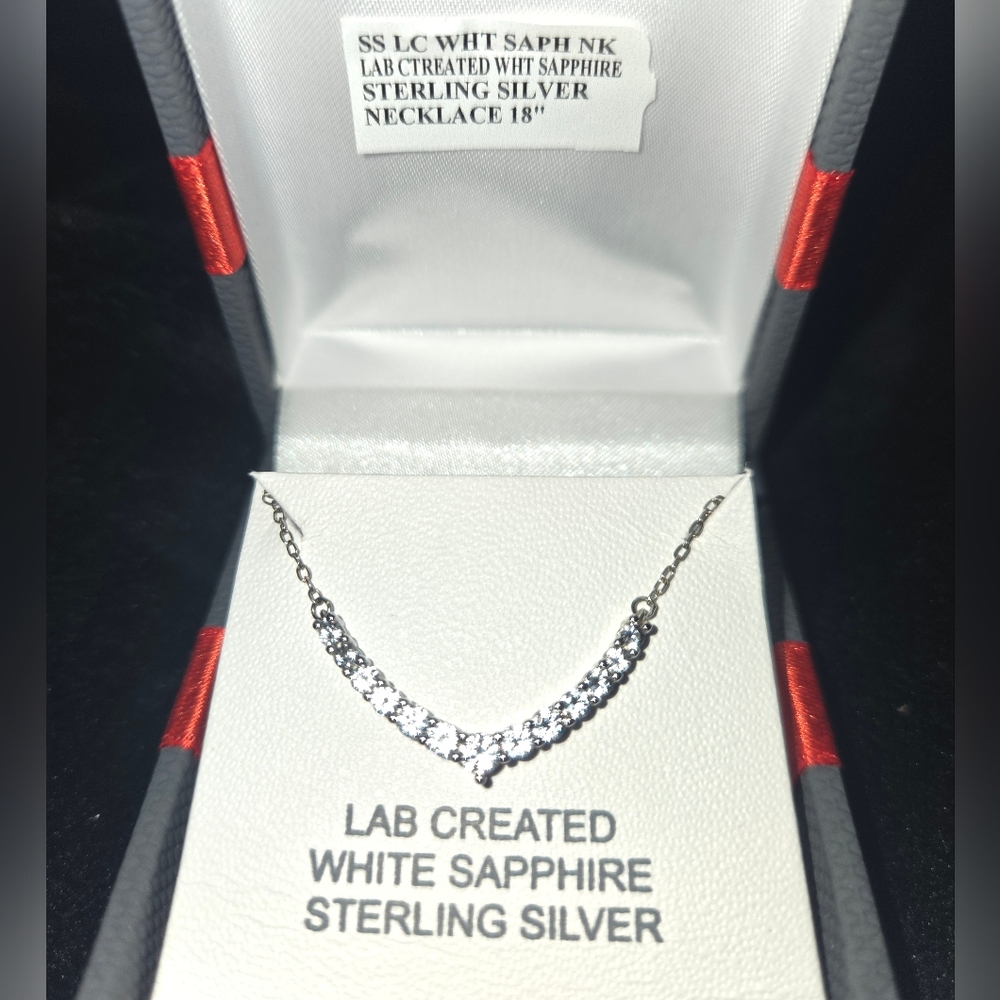 Sterling Silver White Sapphire Necklace NWT- 18 Inch